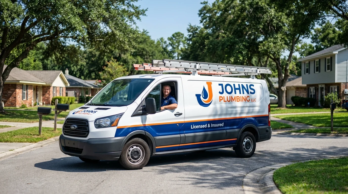 Johns Plumbing LLC service van in Tybee Island, GA