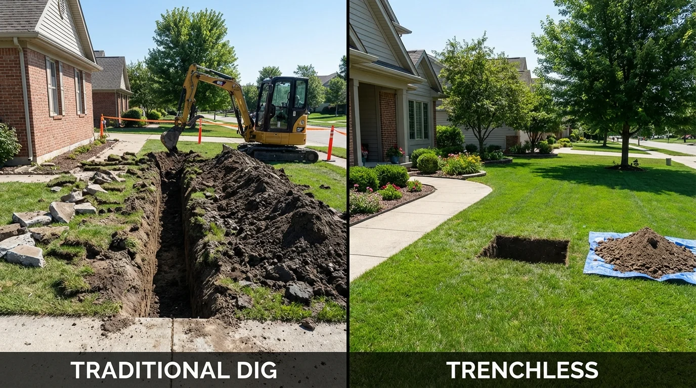 Trenchless sewer repair with minimal yard damage versus traditional excavation in Tybee Island, GA